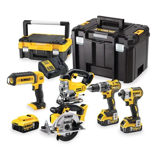 Kit di elettroutensili a batteria con trapano, avvitatore e sega circolare in valigetta
